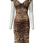 Brown Leopard Sleeveless Sheath Midi Dress