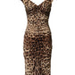 Brown Leopard Sleeveless Sheath Midi Dress