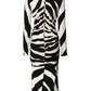 Black White Zebra Viscose Sheath Midi Dress