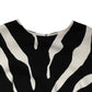 Black White Zebra Viscose Sheath Midi Dress