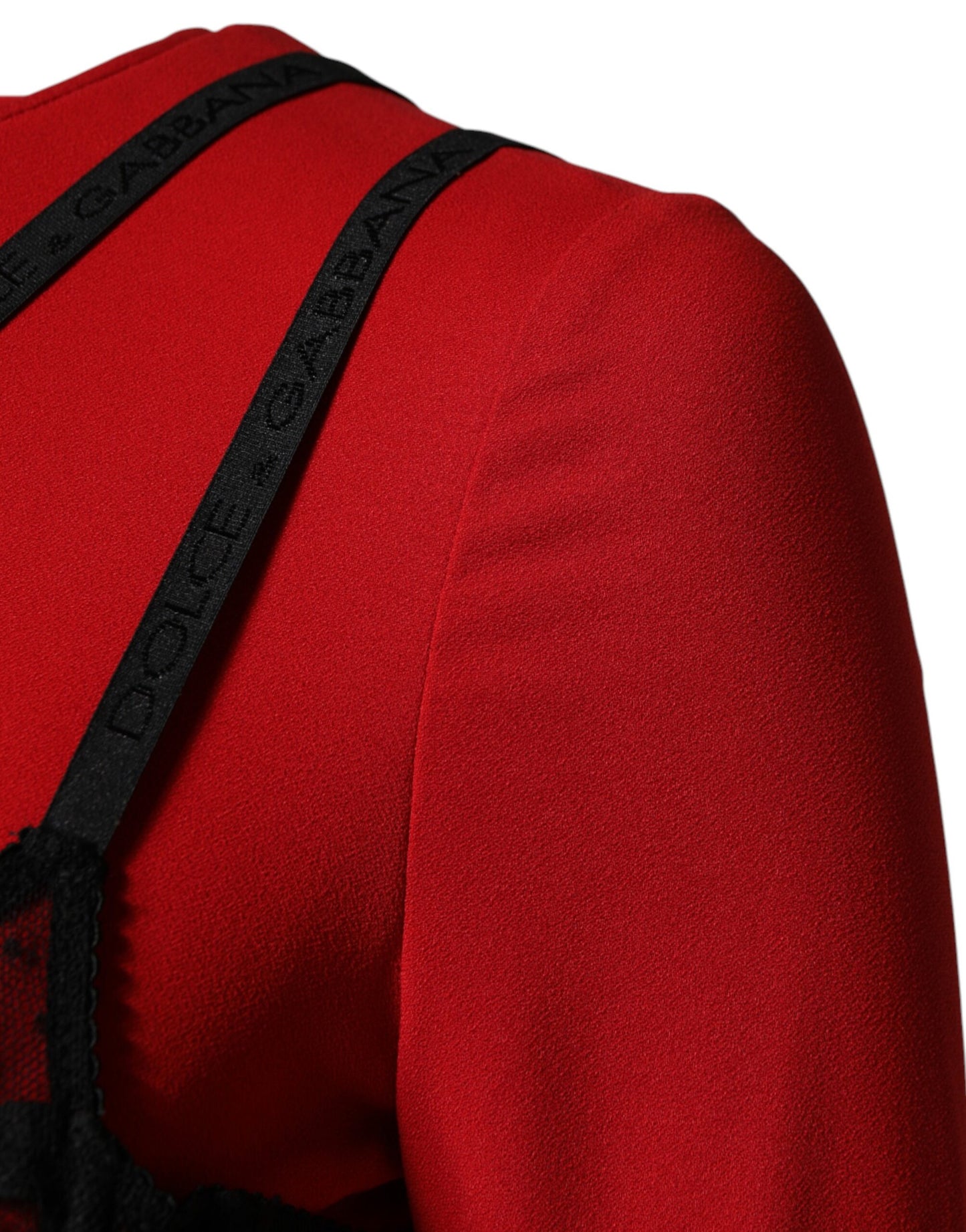 Black Red Contrasting Bra Cady Midi Dress