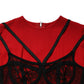 Black Red Contrasting Bra Cady Midi Dress