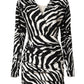 Black White Zebra Silk Sheath Mini Dress
