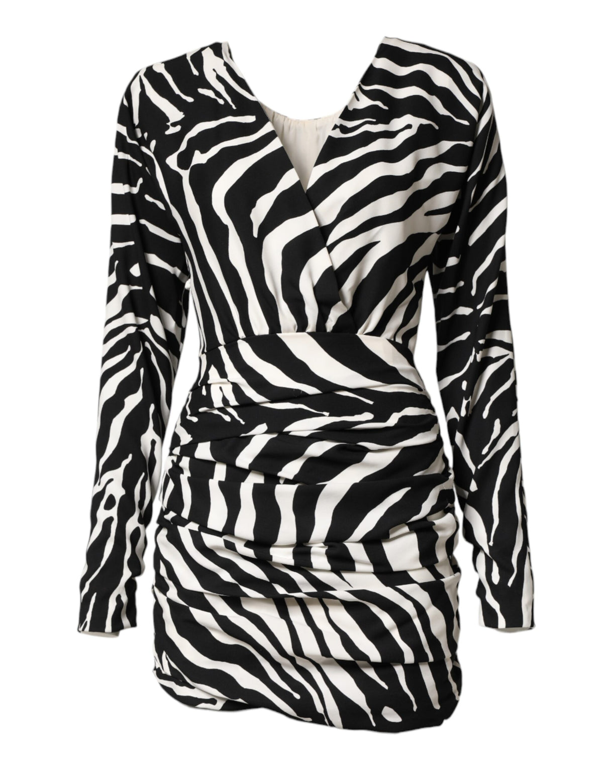 Black White Zebra Silk Sheath Mini Dress