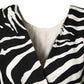 Black White Zebra Silk Sheath Mini Dress