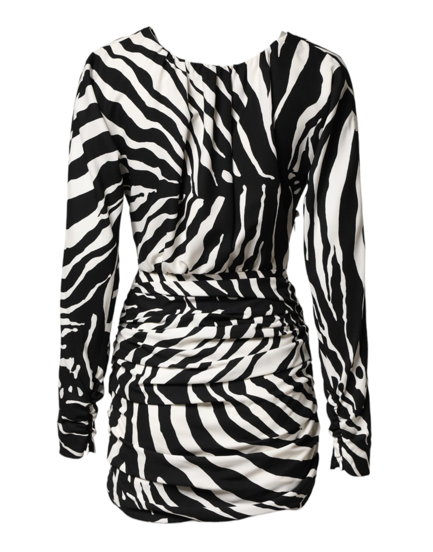 Black White Zebra Silk Sheath Mini Dress