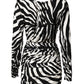 Black White Zebra Silk Sheath Mini Dress