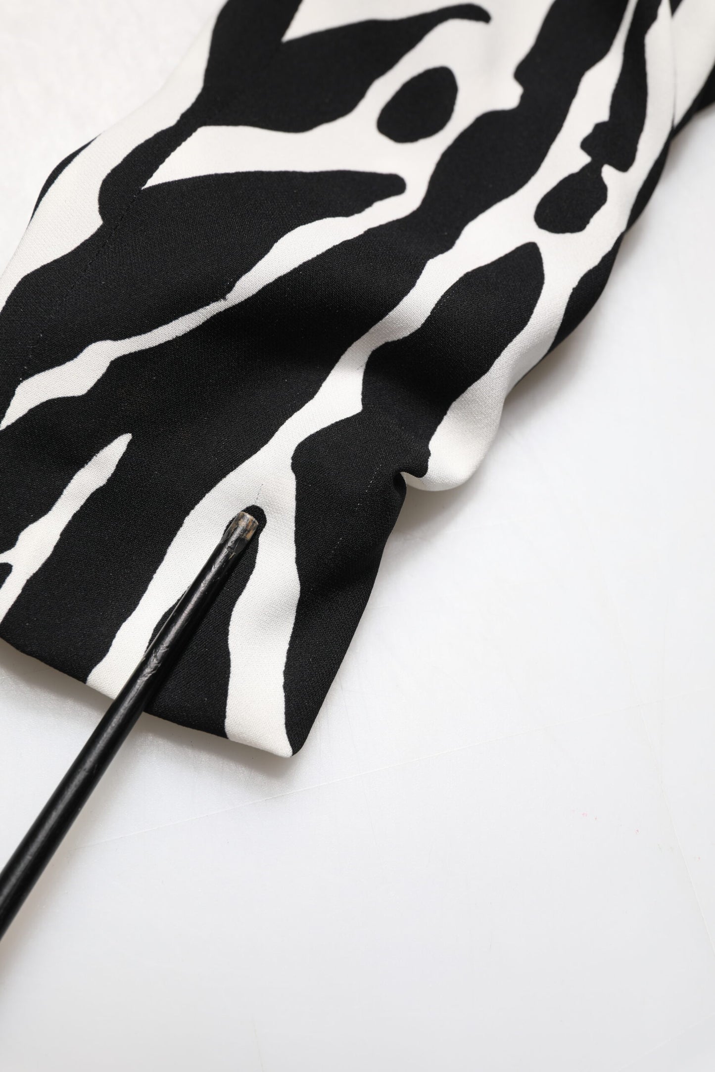 Black White Zebra Silk Sheath Mini Dress
