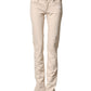 Beige Low Waist Cotton Slim Fit Denim Trousers Jeans