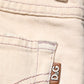 Beige Low Waist Cotton Slim Fit Denim Trousers Jeans