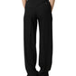 Black Wool Blend Straight High Waist Pants