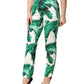 White Green Leaf High Waist Trousers Pants