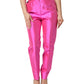 Pink Silk High Waist Dress Trousers Pants