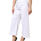 White Cotton High Waist WideLeg Cropped Pants