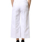 White Cotton High Waist WideLeg Cropped Pants
