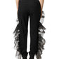 Black High Waist Tulle Wool Trouser Pants