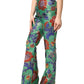 Green Floral Polyester BootCut Trouser Pants