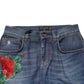 Blue Floral Embroidered BOYFRIEND Denim Jeans