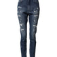 Blue Distressed Washed Logo GRACE Denim Jeans