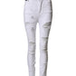 White Distressed High Waist Denim Jeans