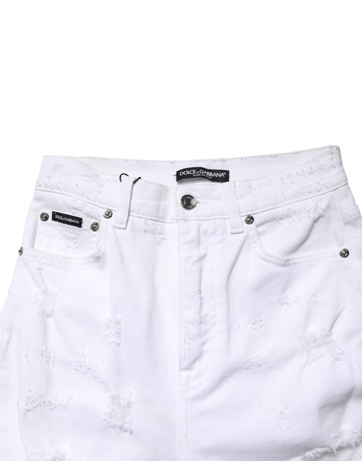 White Distressed High Waist Denim Jeans