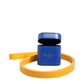 Blue Yellow Calfskin Leather Logo Strap Men Airpods Case