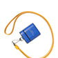 Blue Yellow Calfskin Leather Logo Strap Men Airpods Case