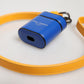 Blue Yellow Calfskin Leather Logo Strap Men Airpods Case