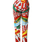 Multicolor Geometric Pattern Straight Pants