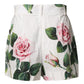 White Floral Print High Waist Hotpants Short