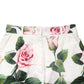 White Floral Print High Waist Hotpants Short