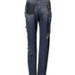 Blue Cotton Rhinestone Embellish Denim Jeans
