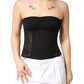 Black Silk Lace Bustier Corset Strapless Top