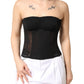 Black Silk Lace Bustier Corset Strapless Top