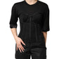 Black Cotton Bustier Corset Short Sleeves T-shirt