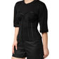 Black Cotton Bustier Corset Short Sleeves T-shirt
