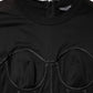 Black Cotton Bustier Corset Short Sleeves T-shirt