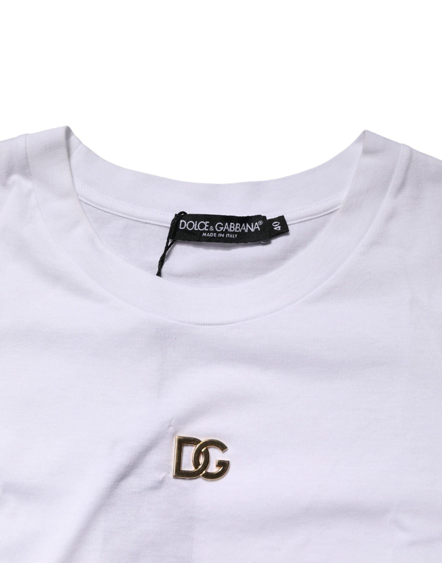 White DG Logo Crew Neck Short Sleeves  T-shirt