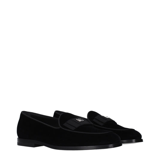 Black Velvet Slip-On Loafers