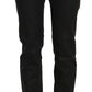 Black Mid Waist Skinny Cotton Casual Denim Jeans