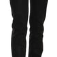 Black Mid Waist Skinny Cotton Casual Denim Jeans