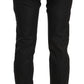 Black Mid Waist Skinny Cotton Casual Denim Jeans