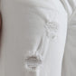 Wide Leg White Cotton Cropped Denim Jeans
