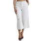 Wide Leg White Cotton Cropped Denim Jeans
