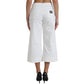 Wide Leg White Cotton Cropped Denim Jeans