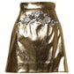 Gold Acetate Crystal High Waist Mini Skirt