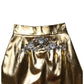 Gold Acetate Crystal High Waist Mini Skirt