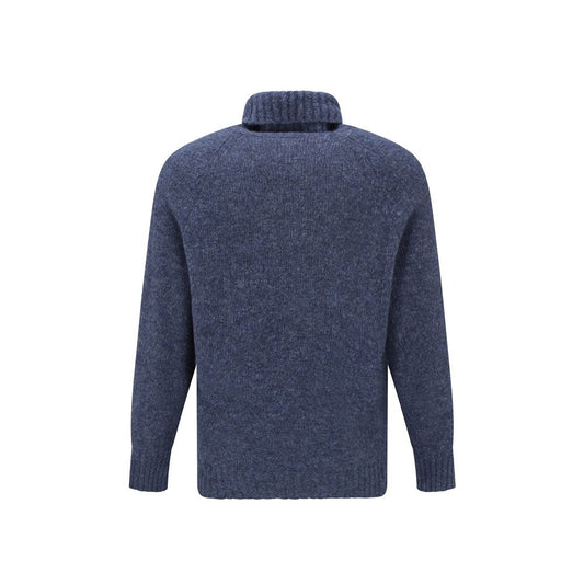 Blue Alpaca Leather Turtleneck