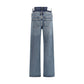 Blue Recycled Cotton Straight-Leg Jeans