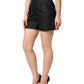 Black Polyester Casual High Waist Mini Shorts